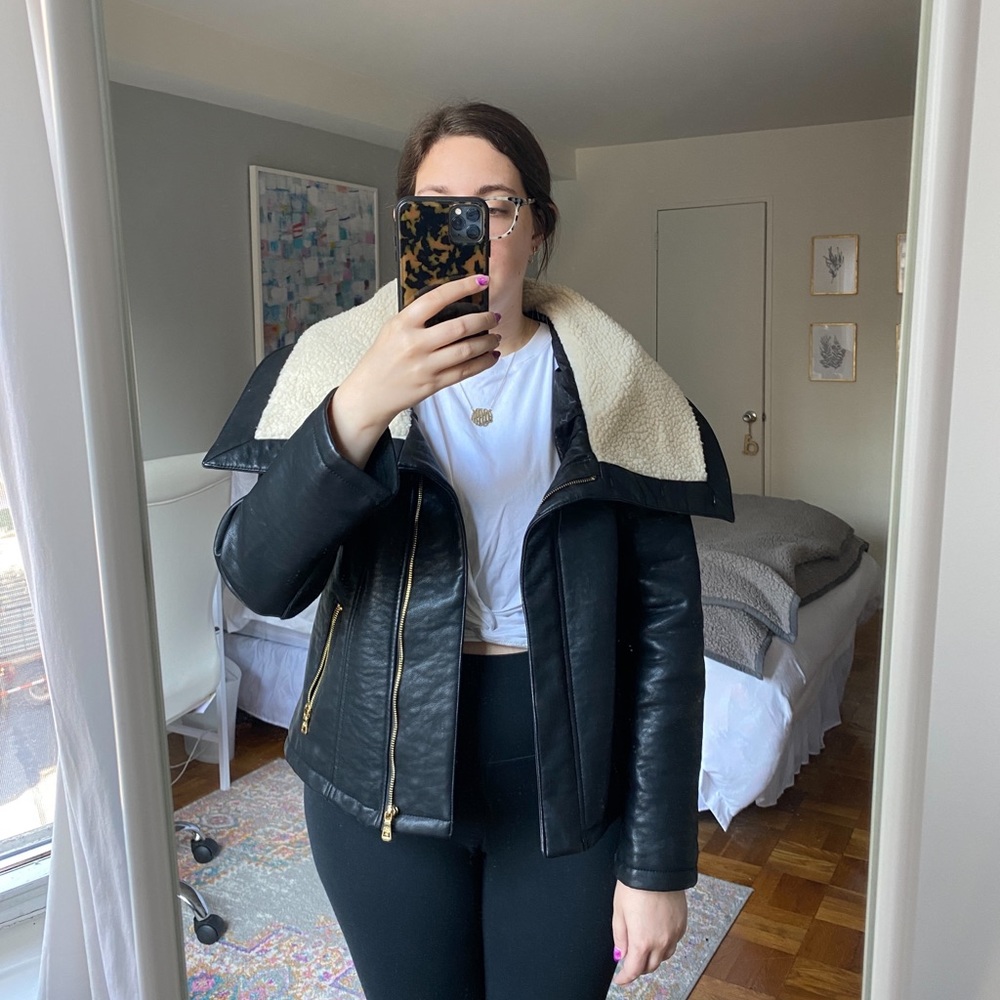 Sam Edelman Leather Sherpa lined Jacket
